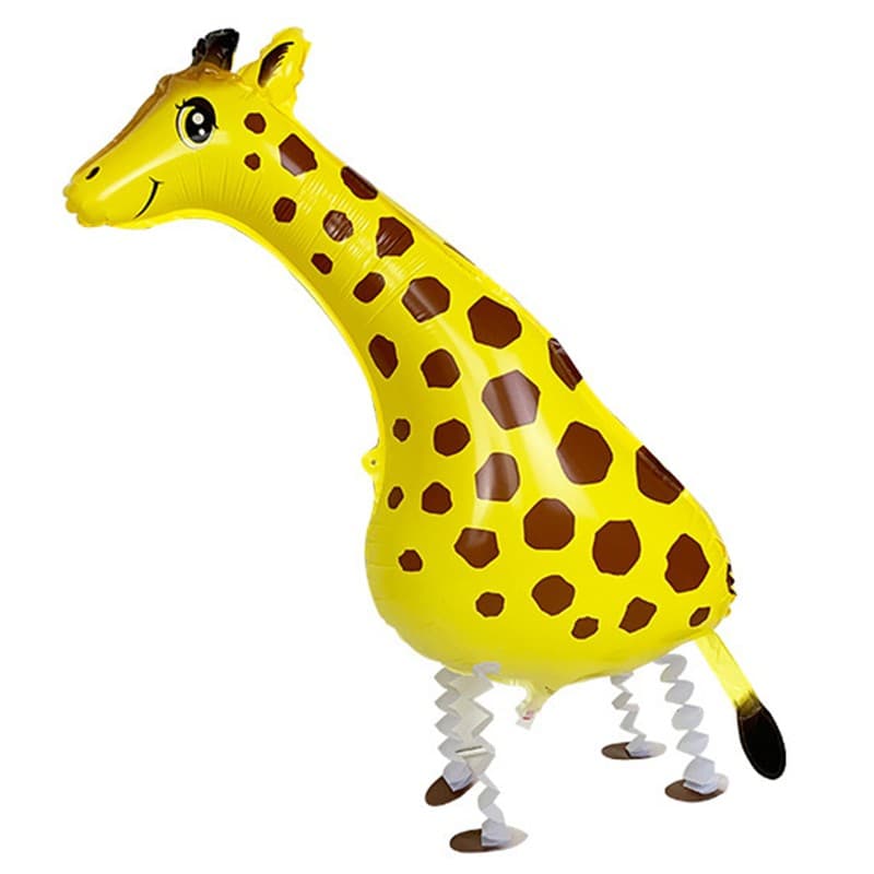 Balon din Folie Metalizata, Flippy, Figurina Animata, Model Girafa, 90x37 cm, Ambalaj Individual, Pai Inclus, Umflare cu Aer